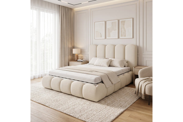 Pat Tapițat MAREA 160x200 – Design cu Volume Moi, Inspirat din Valuri