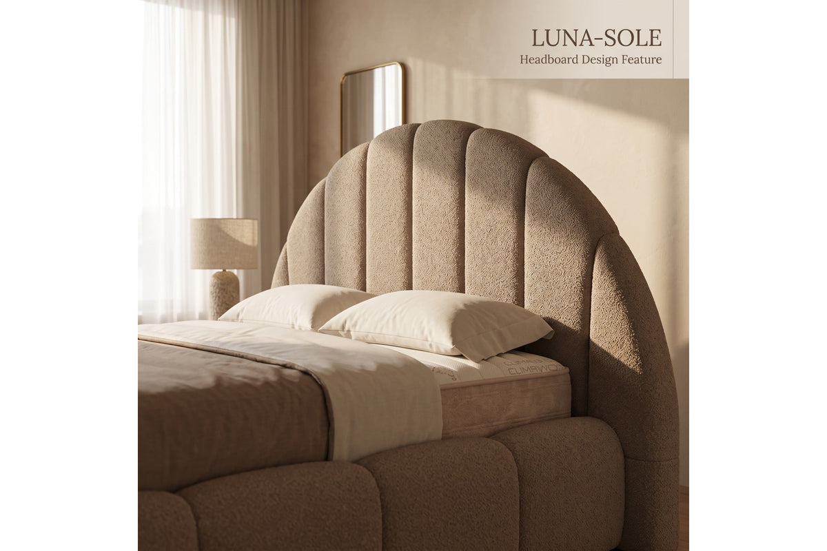 Pat Tapițat LUNA SOLE – Design cu Tăblie Semirotundă, Inspirat din Răsărit