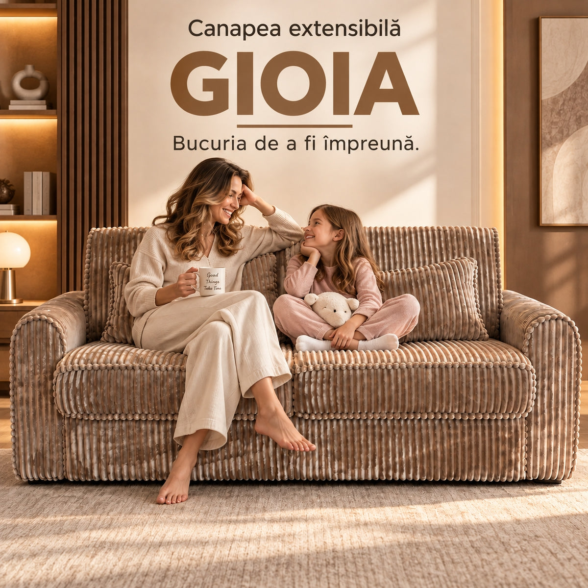 Canapea extensibilă GIOIA C2, cu saltea inclusă