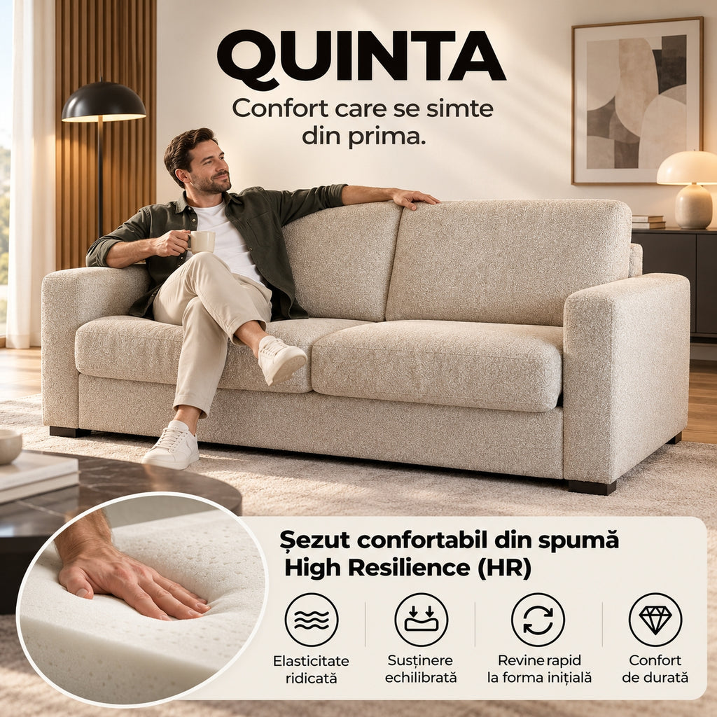 Canapea extensibilă QUINTA C2, șezut din spumă High Resilience (HR)
