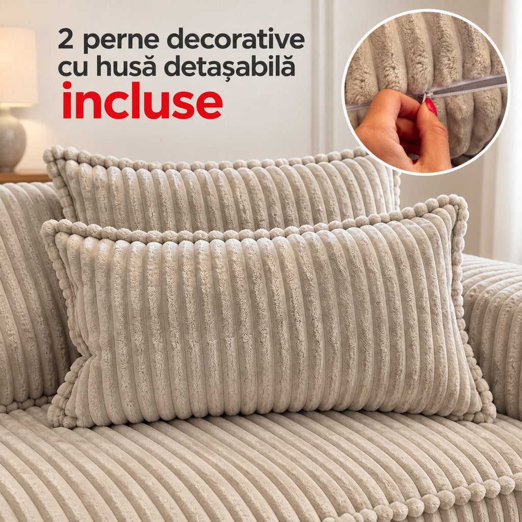 Canapea extensibilă SECONDA 2 perne decorative incluse