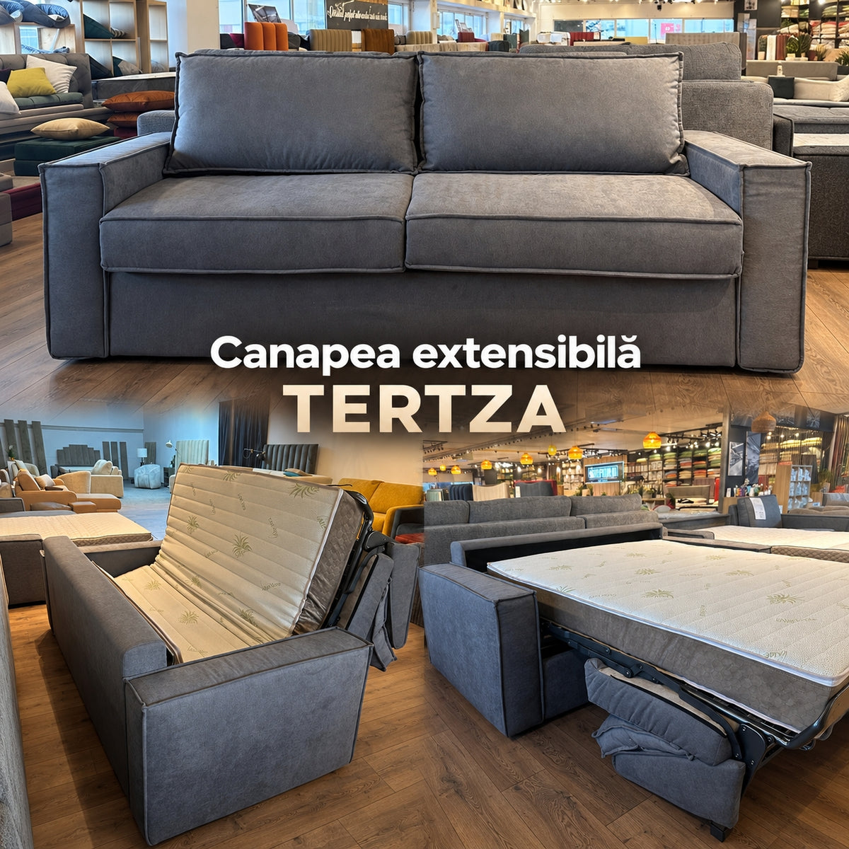 Canapea extensibilă TERTZA C2, cu saltea 120x190x20 cm