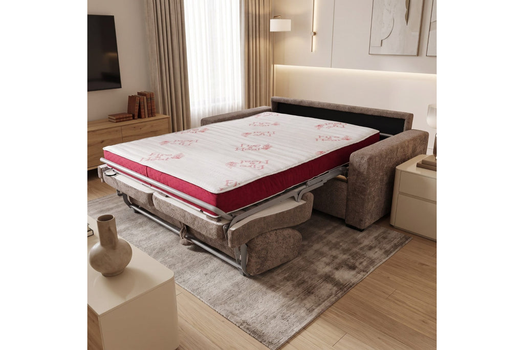 Canapea Extensibilă SECONDA – Saltea Inclusă 22 cm și 2 Perne Decorative