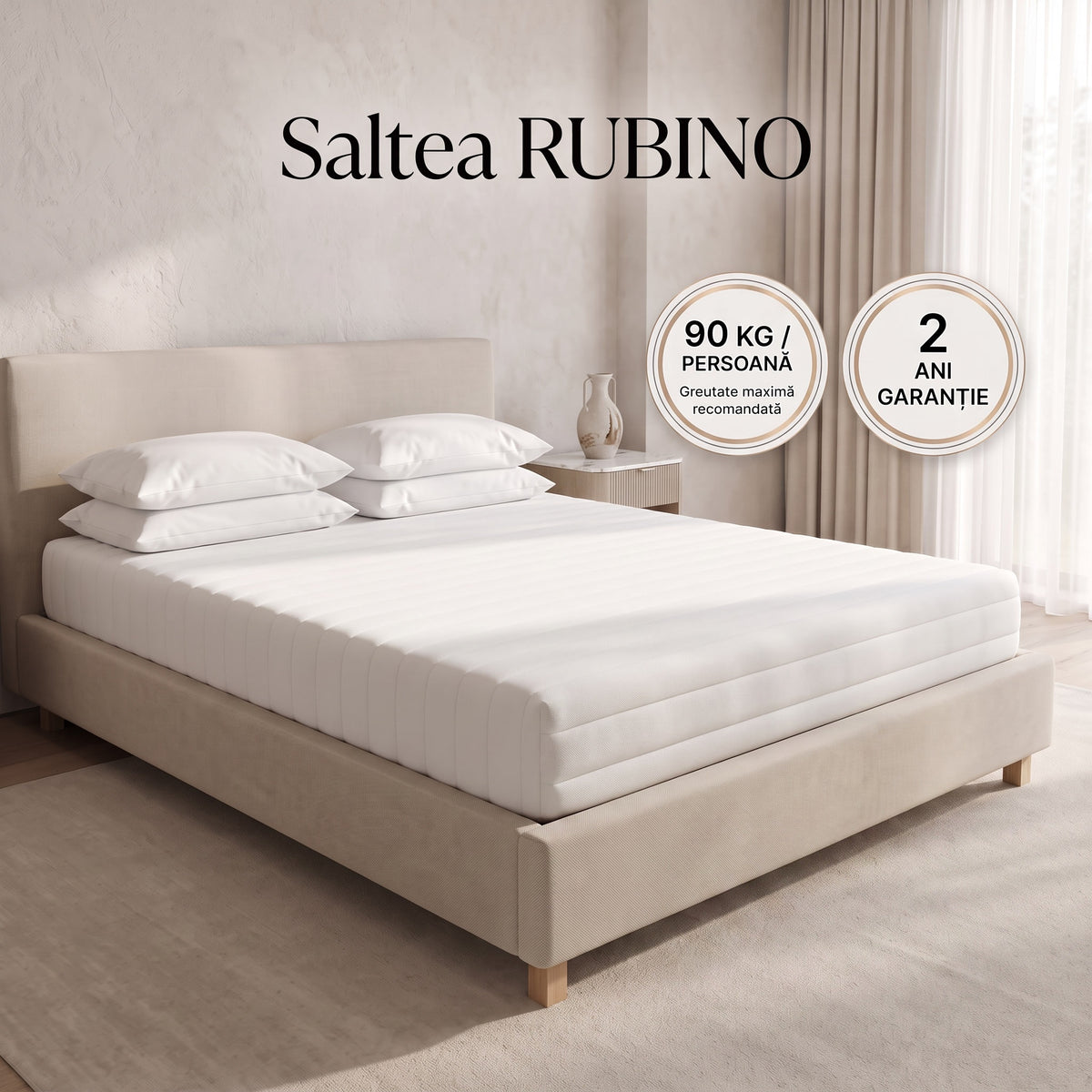 Saltea RUBINO 200x200, 20 cm – Confort Sporit, Suport Ortopedic si Pret Accesibil