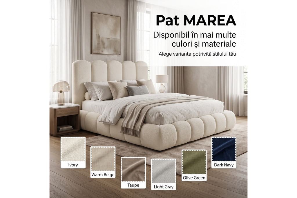 Pat Tapițat MAREA – Design cu Volume Moi, Inspirat din Valuri