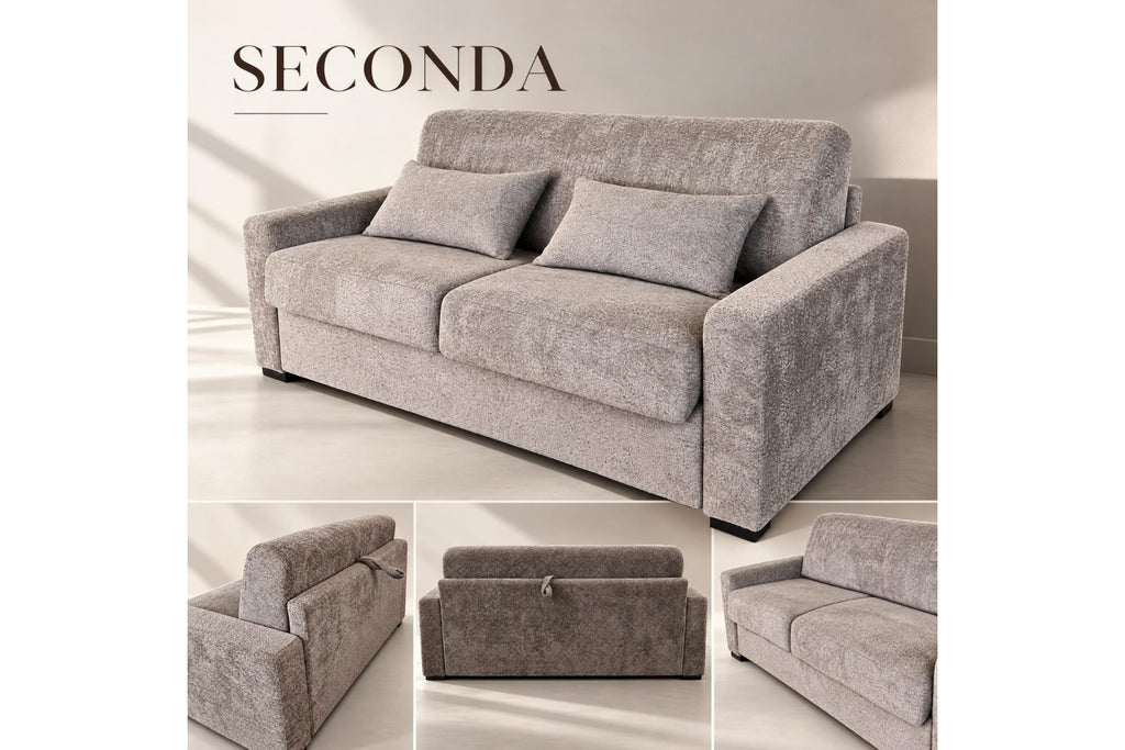 Canapea Extensibilă SECONDA – Saltea Inclusă 22 cm și 2 Perne Decorative