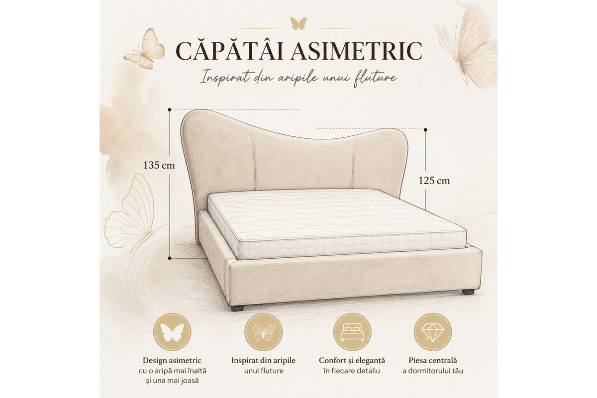 Pat Tapițat FLUTURE – Design Elegant Inspirat din Natură