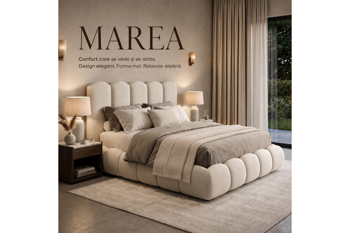 Pat Tapițat MAREA – Design cu Volume Moi, Inspirat din Valuri