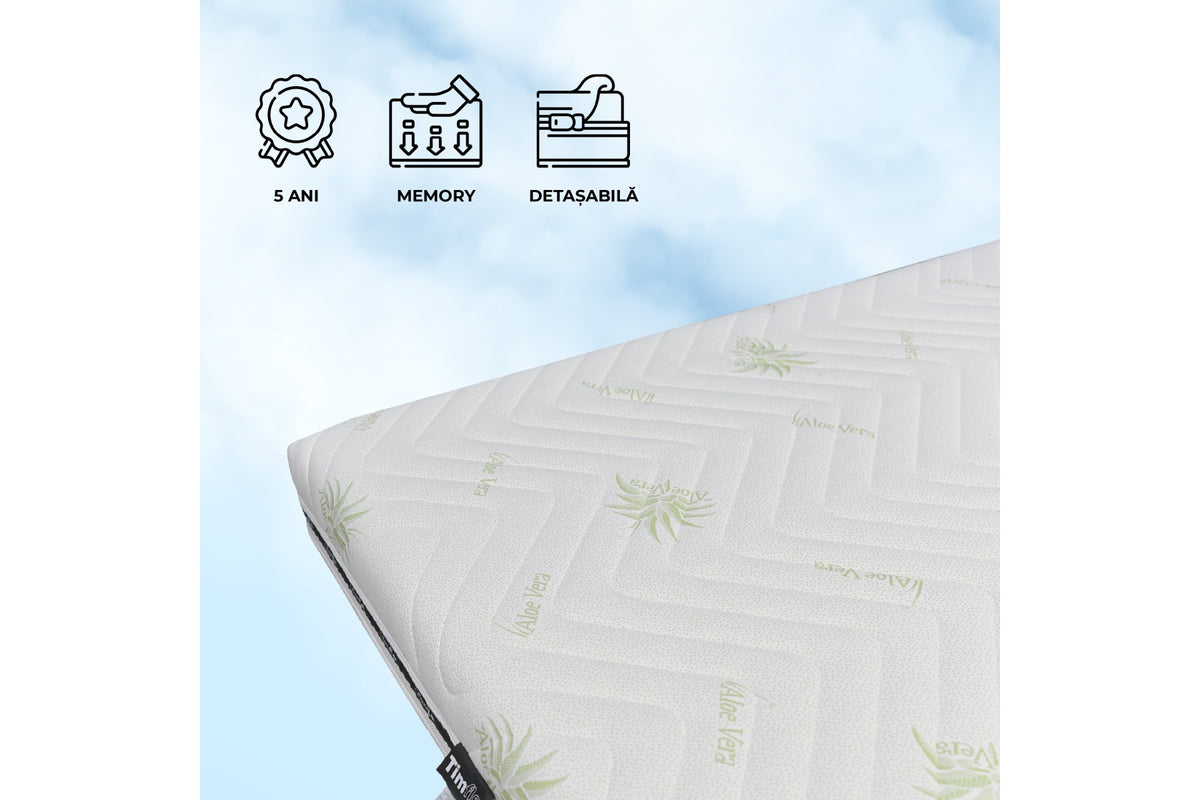Saltea VITALITY MEMORY 3, 18 cm – Spuma cu Memorie, Suport Ortopedic si Aloe Vera