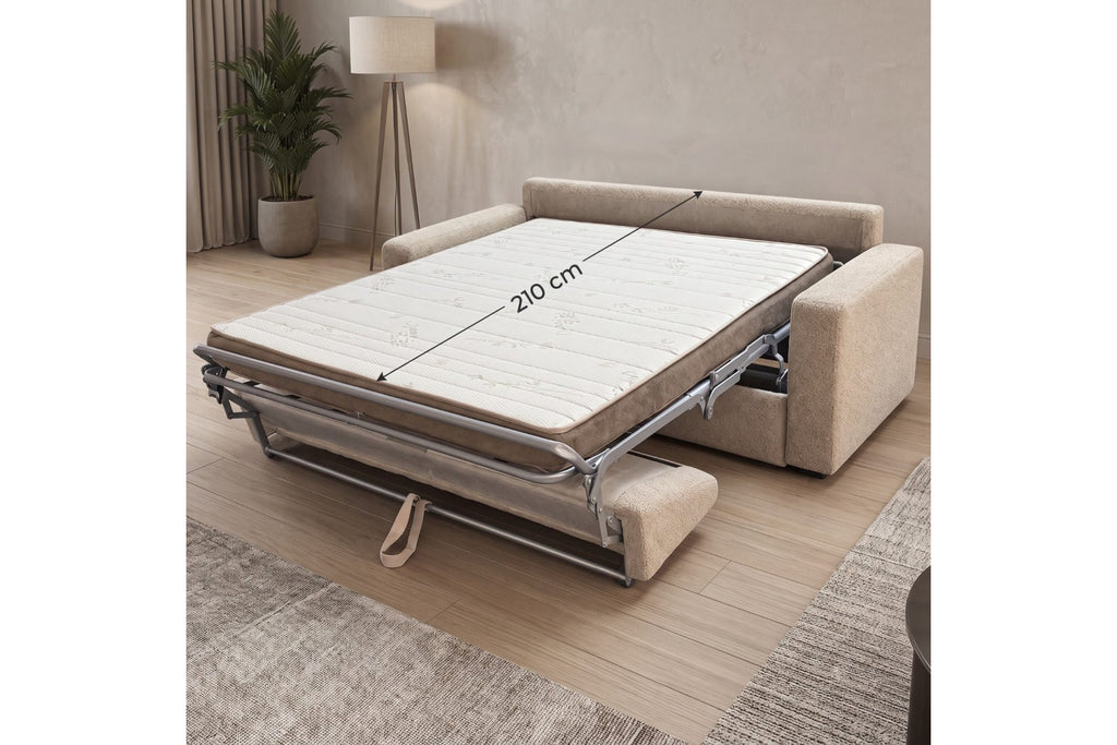 Canapea Extensibilă PRIMA – Saltea Inclusă 22 cm, Mecanism Italian și Brațe la Alegere
