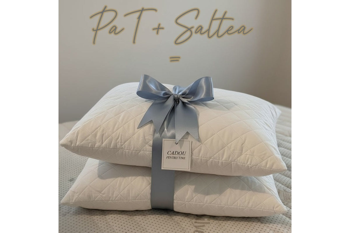 Pachet Pat AMORE NEW + Saltea VITALITY MEMORY 5 – Perne CADOU și Depozitare Inclusă