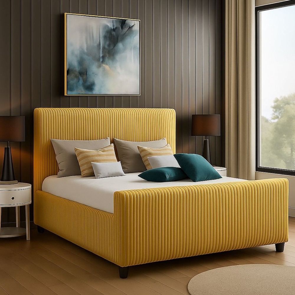 Pat tapitat AMOS NEW 5.0 cu somiera rabatabila si spatiu de depozitare