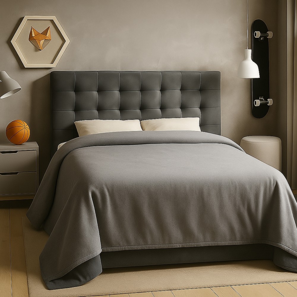 Pat Tapițat AMOS NEW 2.0 – Design Geometric Modern, Somieră Rabatabilă și Depozitare