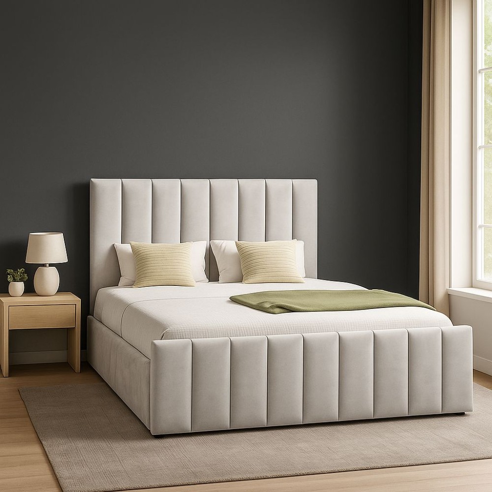 Pat tapitat BENE cu somiera rabatabila si spatiu de depozitare