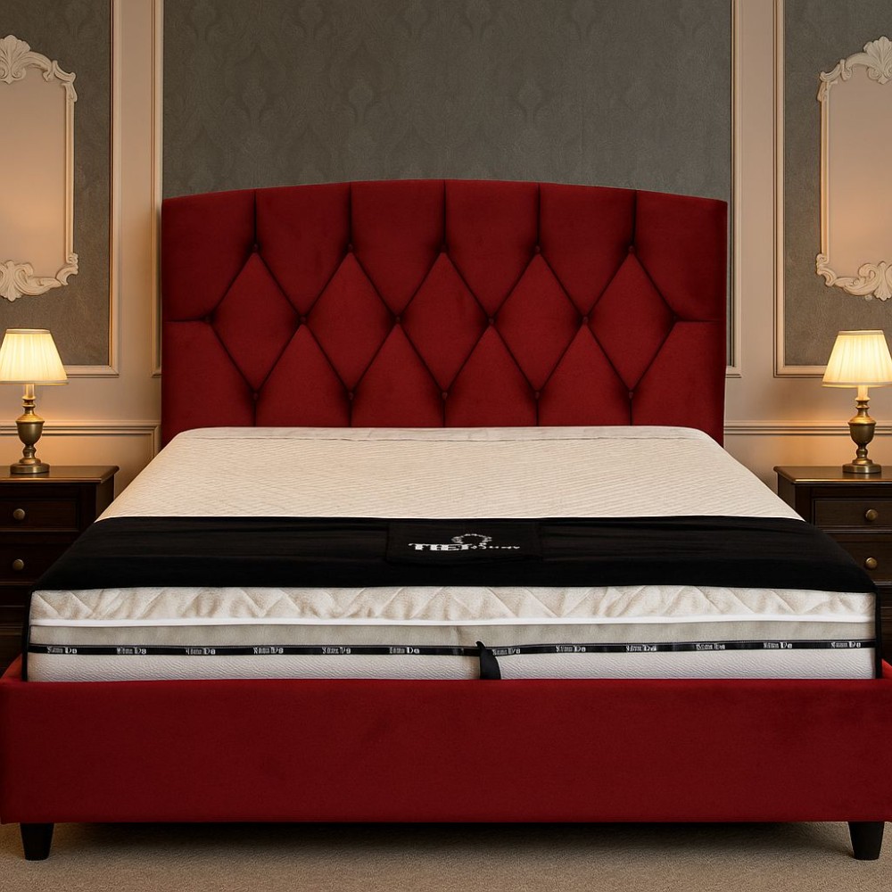 Pat tapitat NEW CHESTER cu somiera rabatabila si spatiu de depozitare