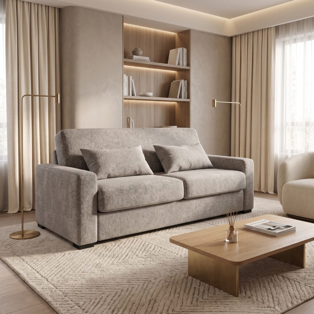 Canapea Extensibilă SECONDA – Saltea Inclusă 22 cm și 2 Perne Decorative