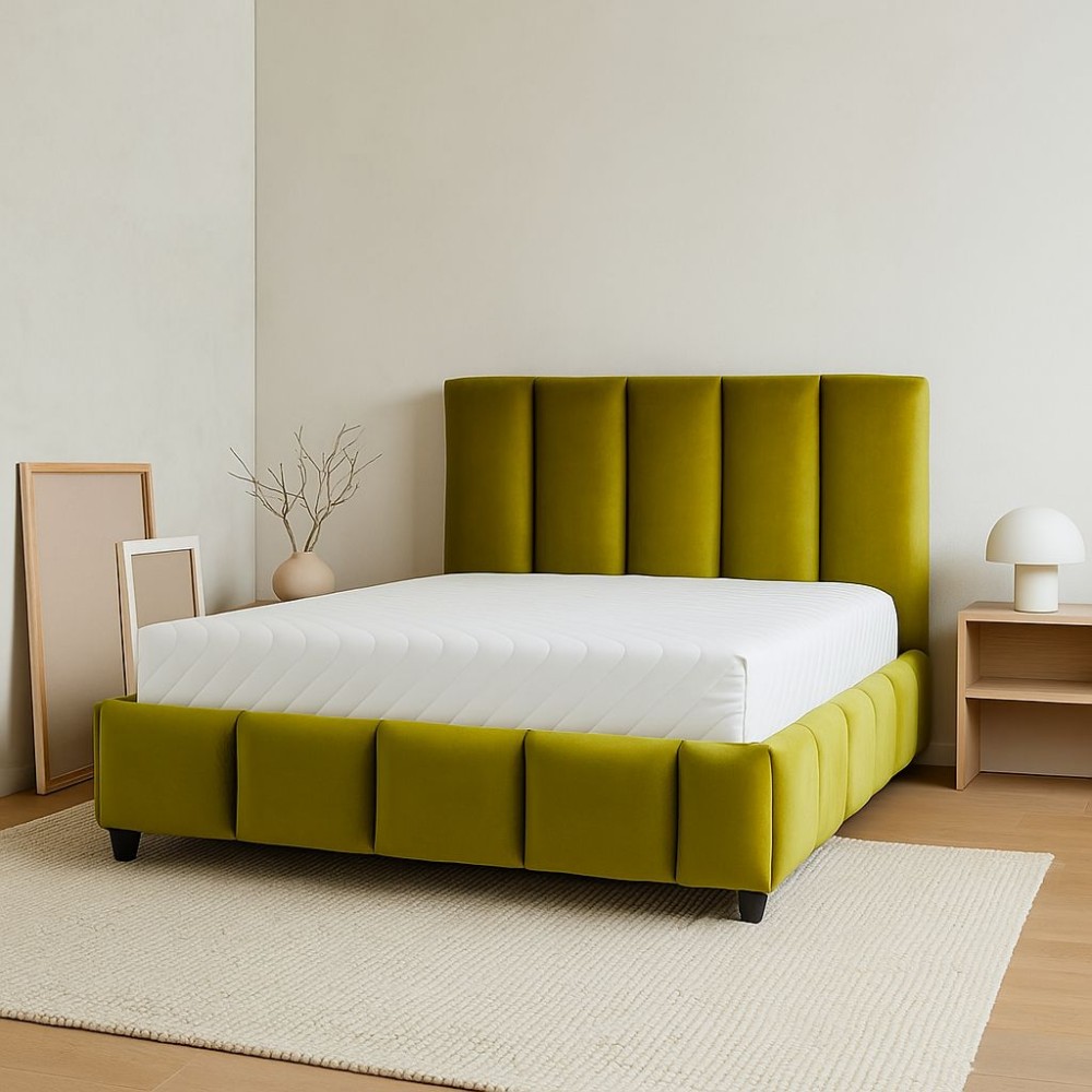 Pat tapitat BUENO cu somiera rabatabila si spatiu de depozitare