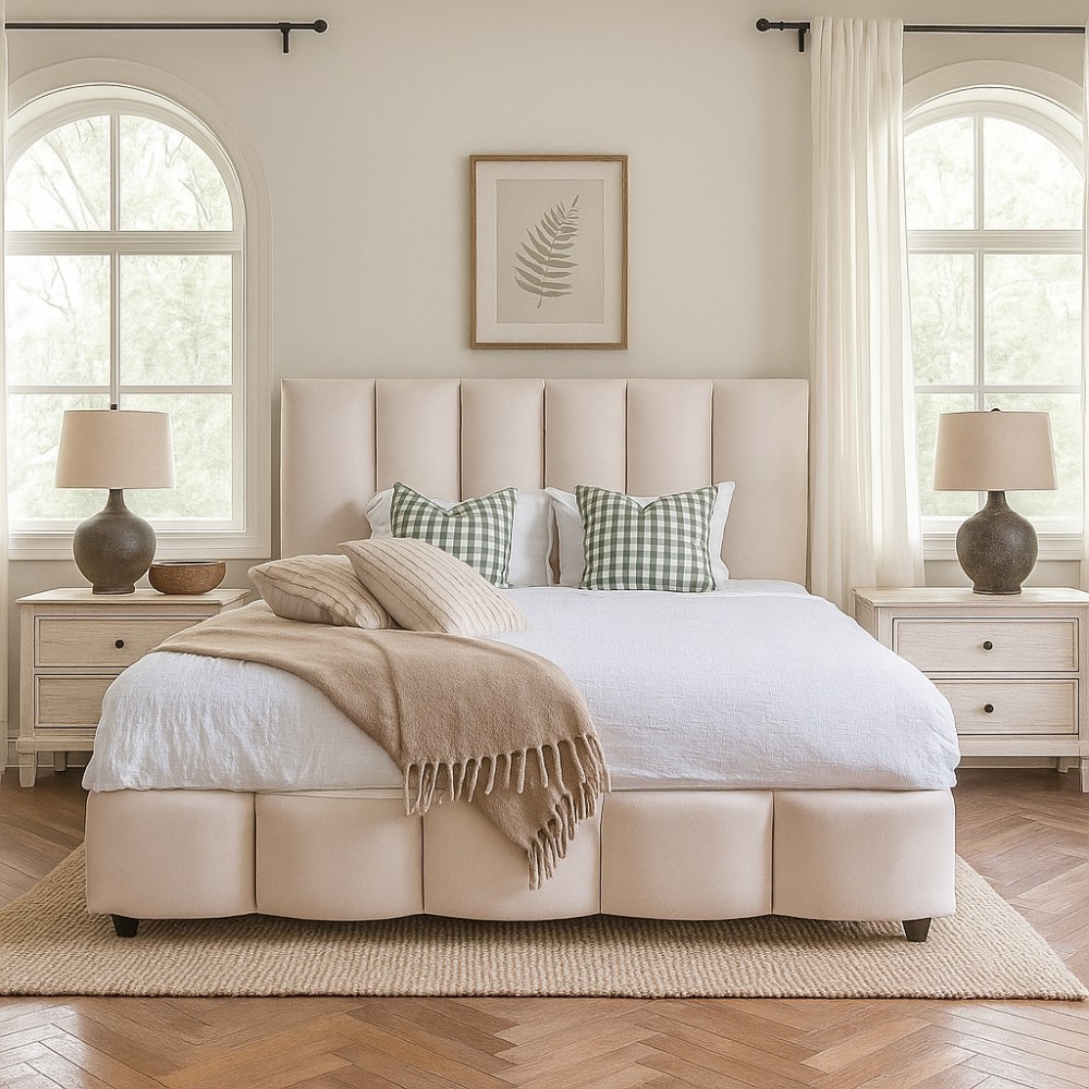 Pat tapitat DUO cu somiera rabatabila si spatiu de depozitare