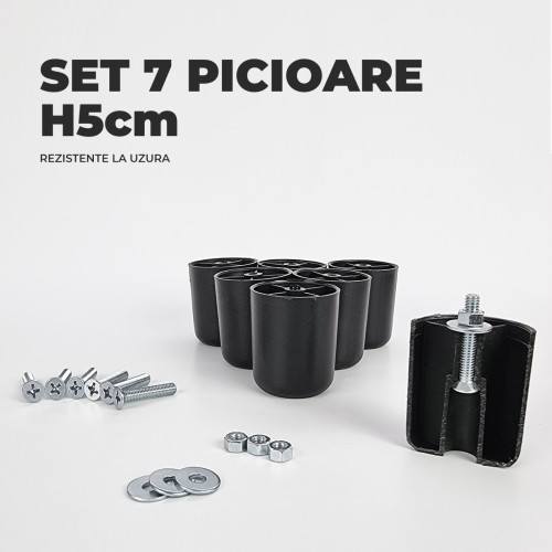 Set 7 picioare pentru pat cu lada de depozitare, H=5cm