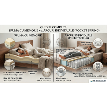  Spumă cu Memorie vs. Arcuri Individuale: Ghidul Complet 2026